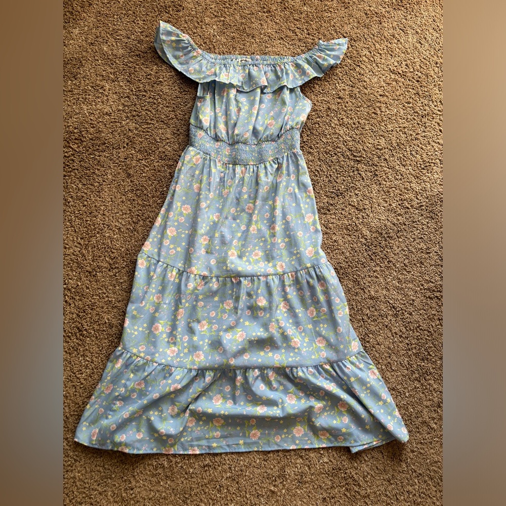 Blue Floral Print Maxi Dress